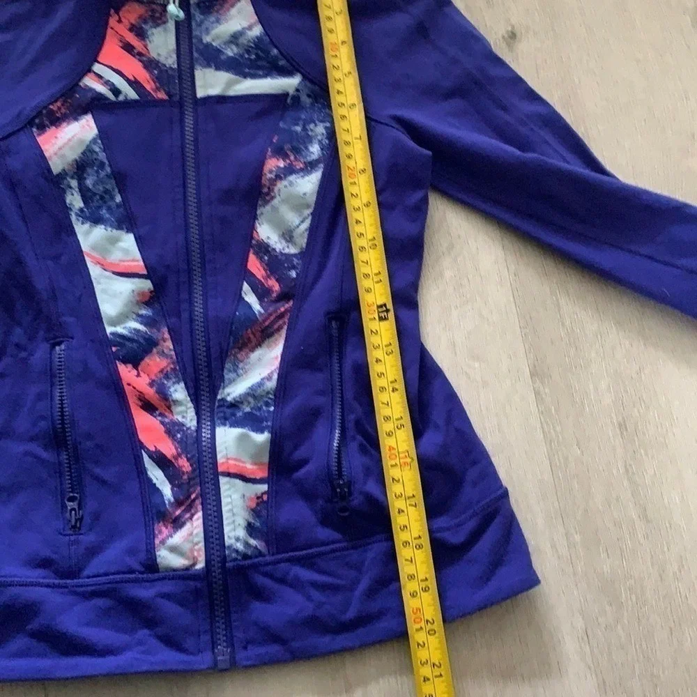 Ivivva Girls Purple Printed Full Zip‎ Athletic Jacket Size 10 Thumbholes